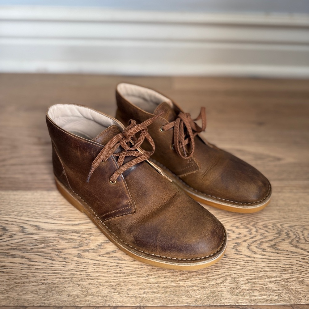 Clarks Brown Leather Desert Chukka Boots Casual Boys 2.5